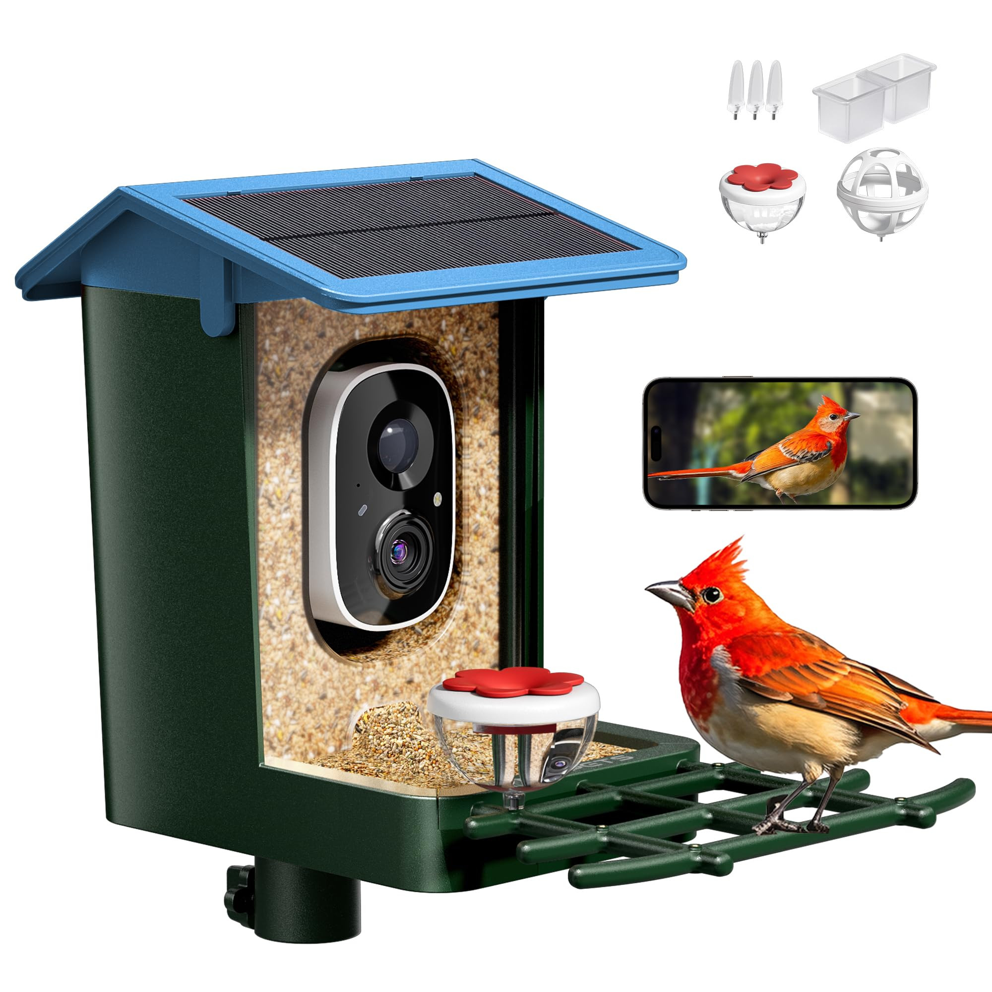Bird Feeder with Camera Solar Powered 2K HD Video, 10,000+ Species AI Recognition, Real-Time App ... | Amazon (US)
