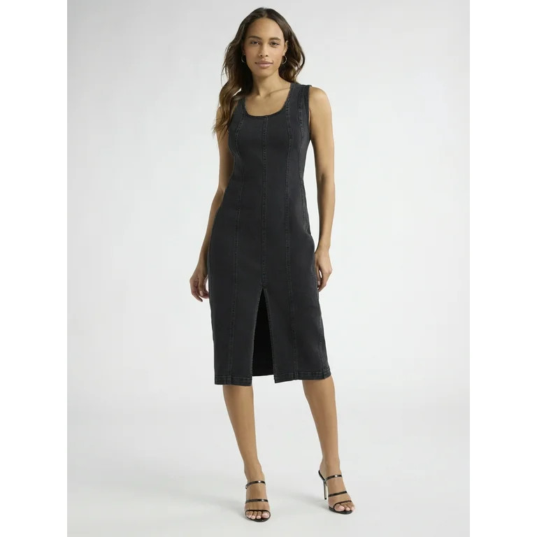 Sofia Jeans Women's Seamed Denim Dress, Below Knee Length, Sizes XS-XXXL | Walmart (US)