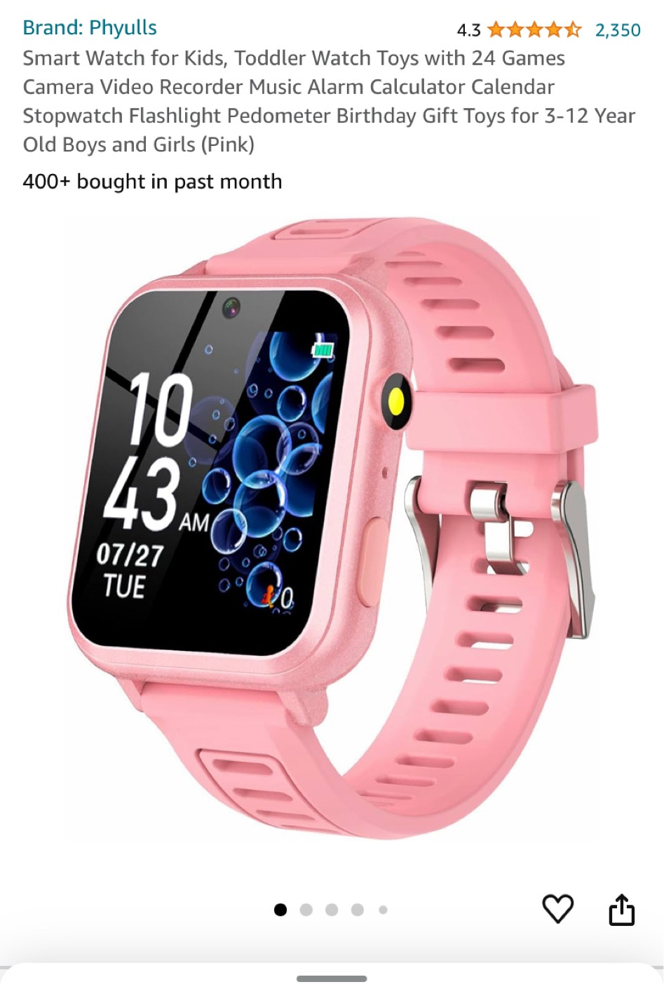 These kid friendly smart watches on amazon would make such a good Christmas gift! There’s many different features, including an alarm and multiple puzzle games. 

On sale under $30



#LTKSummerSales #LTKFindsUnder50 #LTKKids
