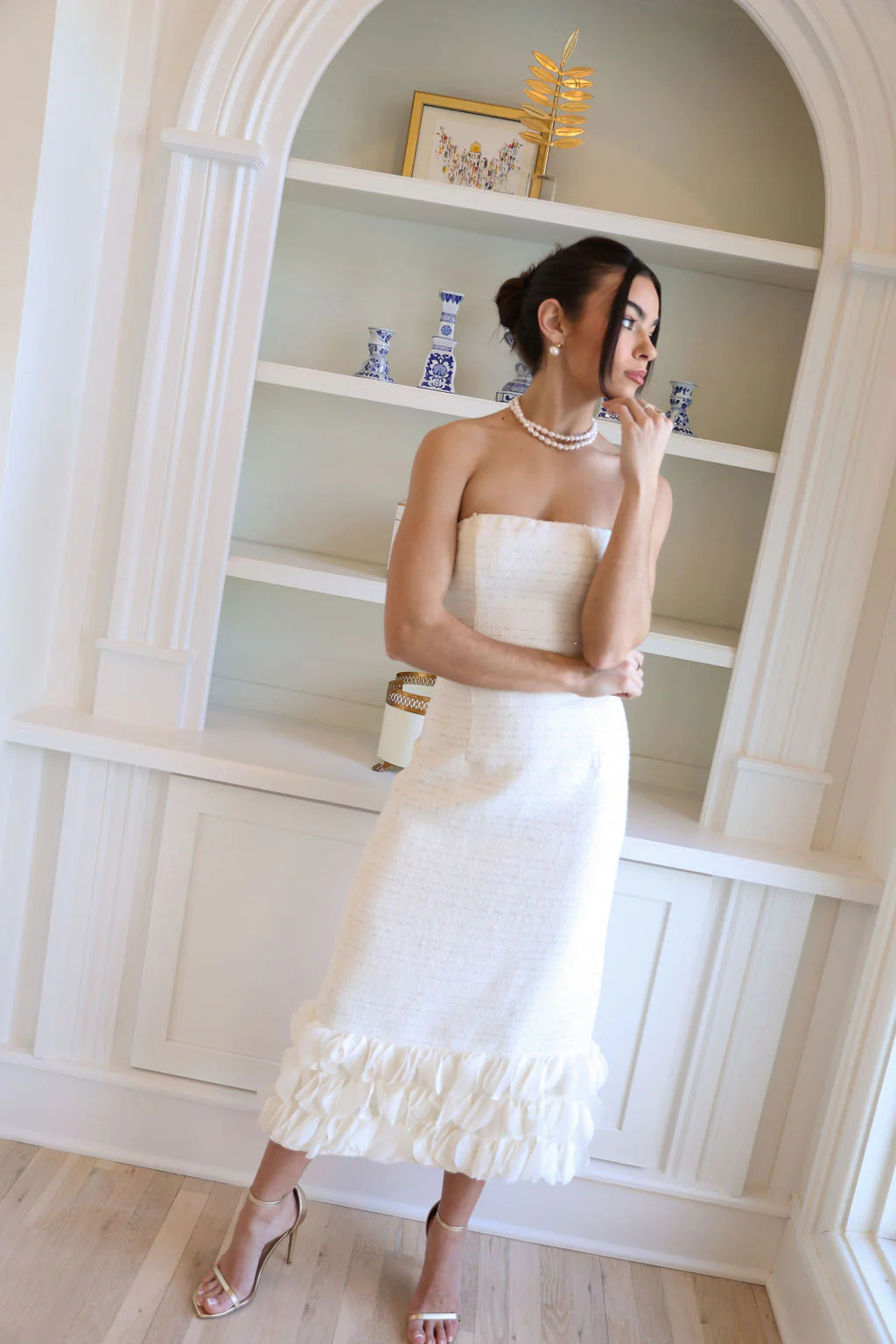 Smith Tweed Dress - Off White | cocolillys