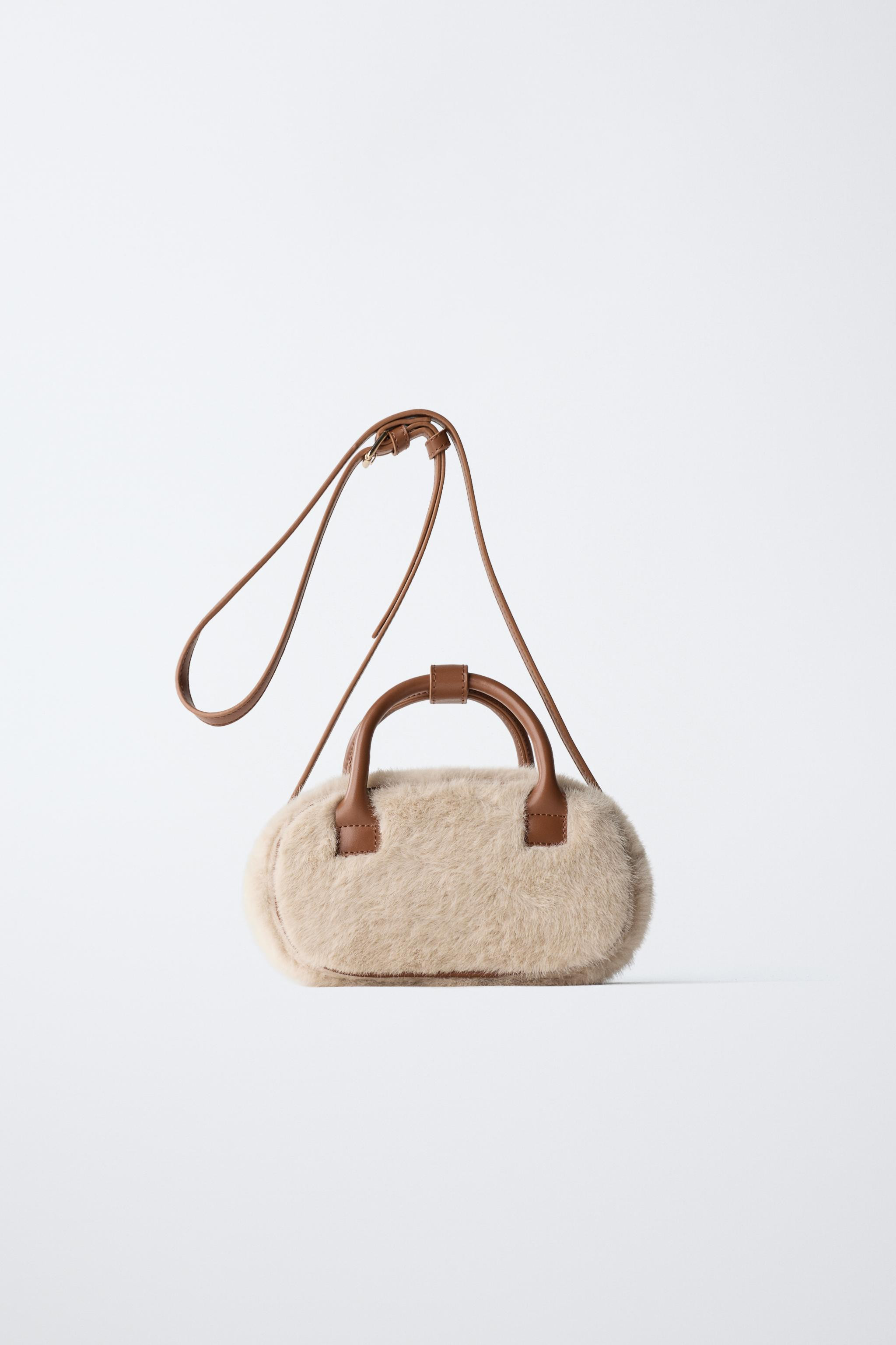 FAUX FUR BOWLING CROSSBODY BAG | Zara US