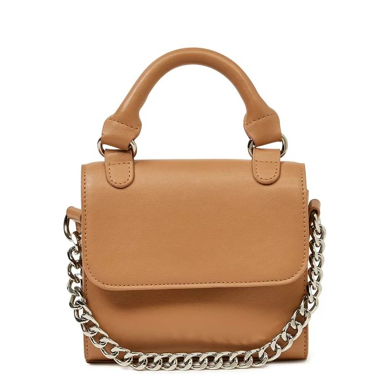 Madden NYC Women's Structured Faux Leather Crossbody Handbag Cognac | Walmart (US)