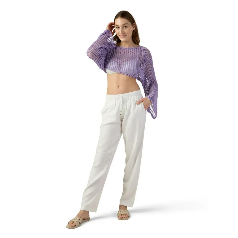 No Boundaries Women's Open Knit Shrug Top | Walmart (US)