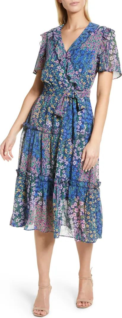 Rachel Parcell Print Ruffle Chiffon Midi Dress | Nordstrom | Nordstrom