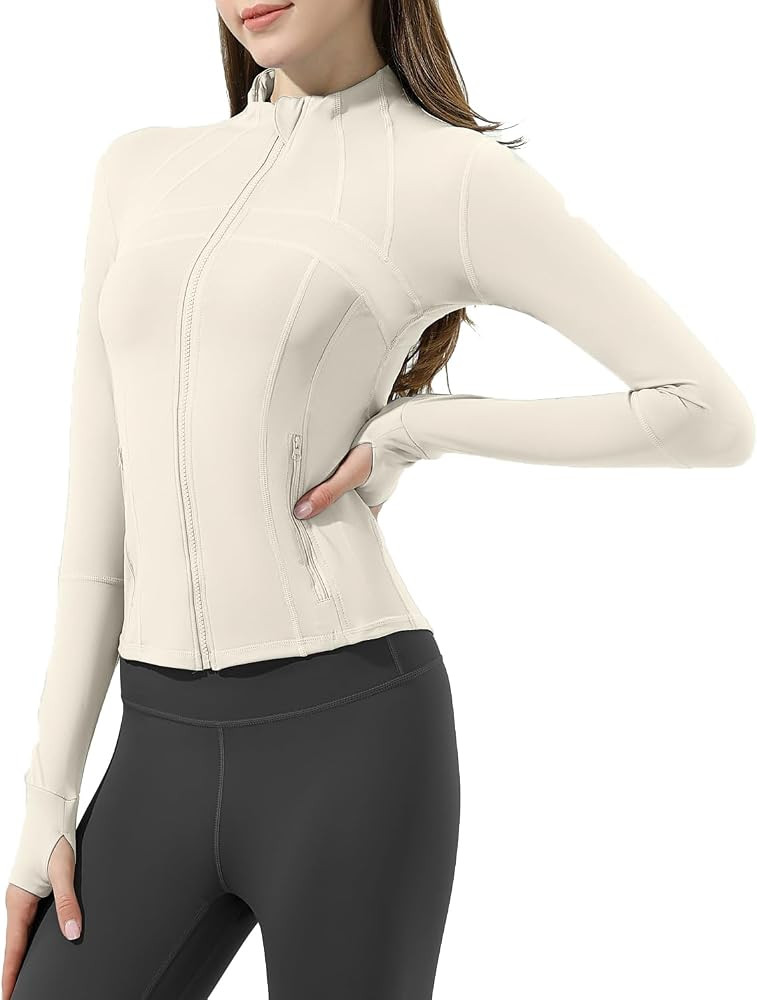 Women's Workout Running Track Jackets Slim Fit Full Zip Yoga Jacket lightweight trendy athletic | Amazon (US)