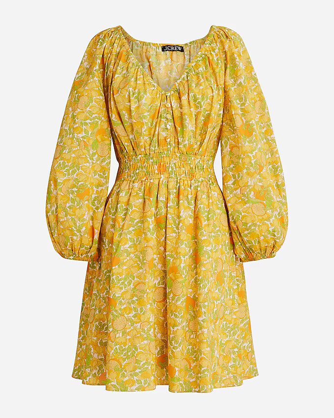 V-neck cotton lawn mini dress in limone print | J. Crew US