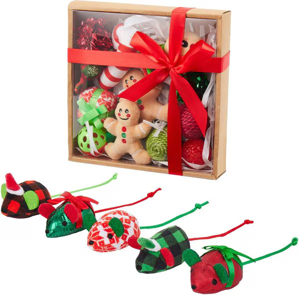 Bundle: Frisco Holiday Festive Red Variety Pack Gift Box + Holiday Mice Cat Toy with Catnip, 5 co... | Chewy.com