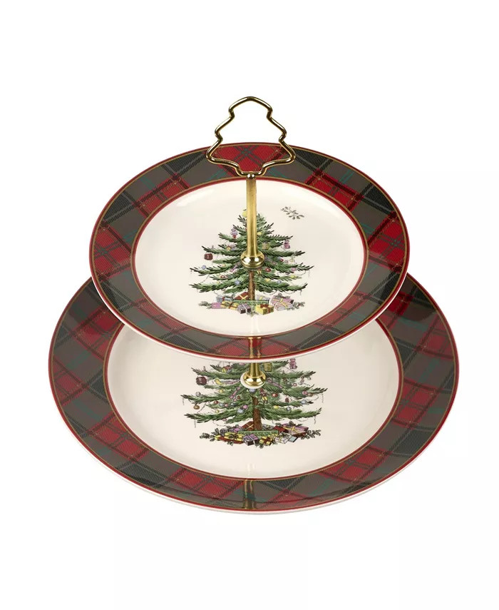Spode Christmas Tree Tartan Tiered Server - Macy's | Macy's