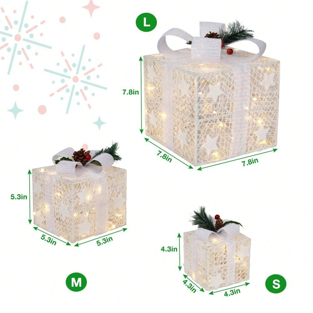 3pcs Square ABS Plastic Rack Garden Festive Decoration LED60 Light Warm White Light Cotton Thread... | SHEIN