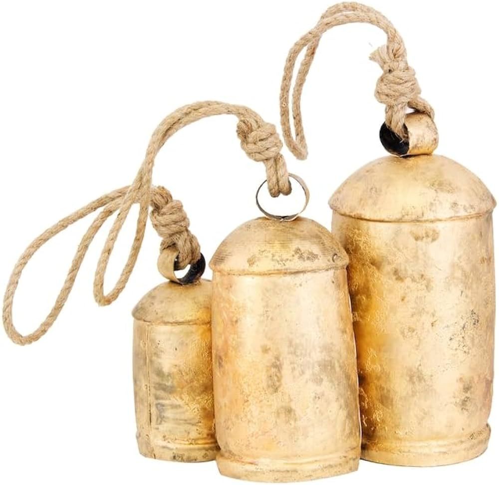 Bellshub Set of 3 Giant Harmony Cow Bells Vintage Handmade Rustic Lucky Christmas Hanging Bells O... | Amazon (US)