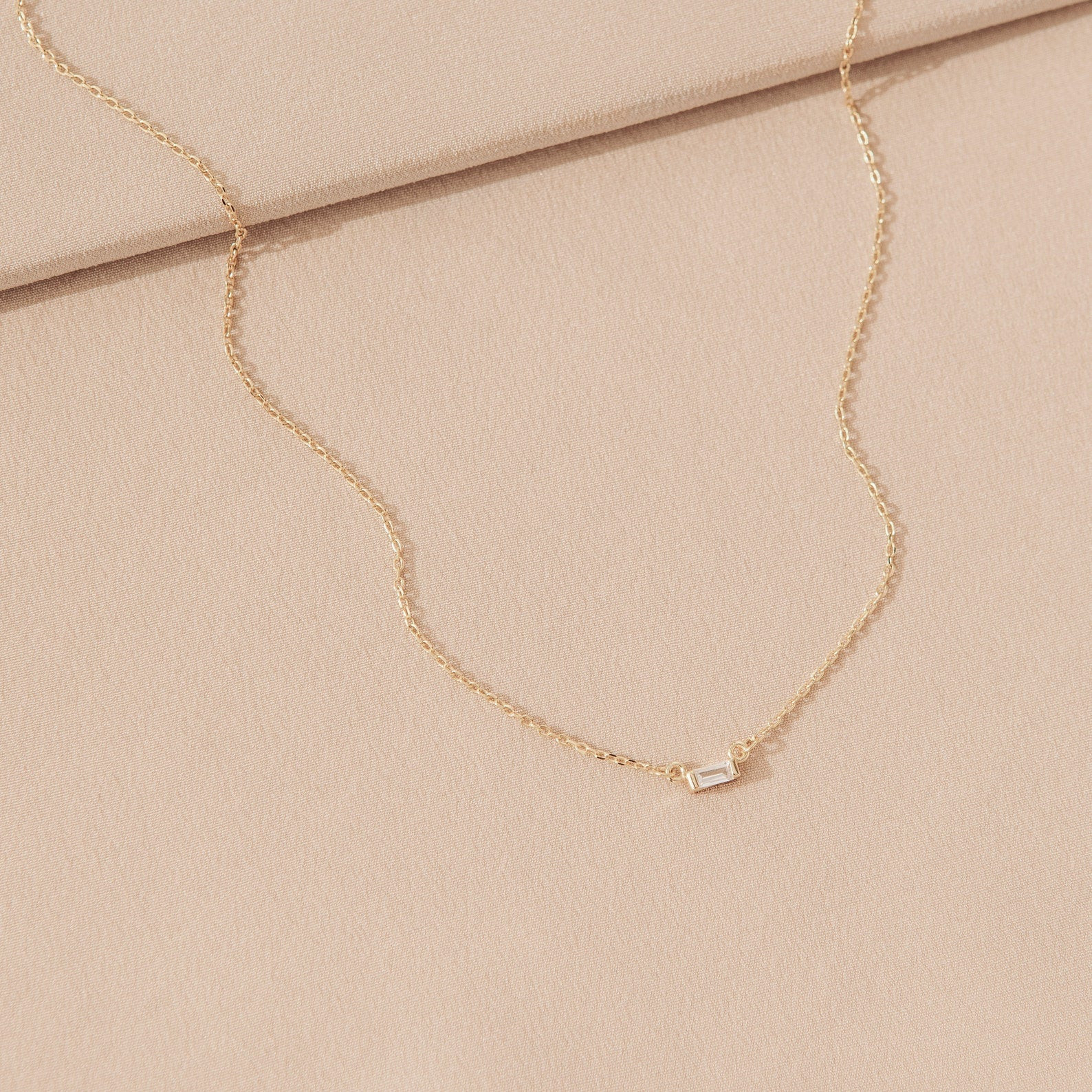 Dainty Emery Baguette Diamond Necklace in 18K Gold | Caitlyn Minimalist | Caitlyn Minimalist