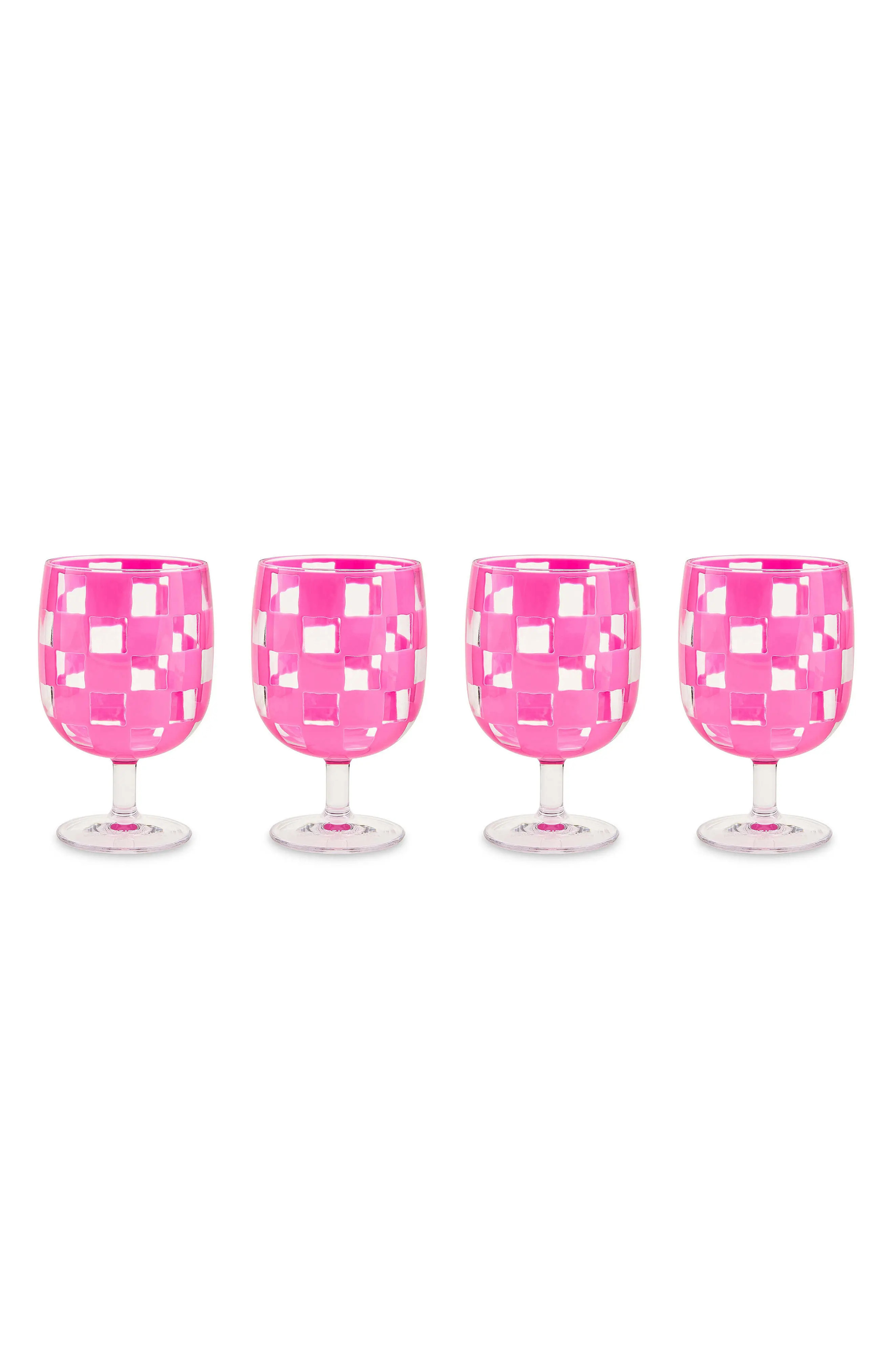 Set of 4 Pink Check Acrylic Water Goblets | Nordstrom | Nordstrom