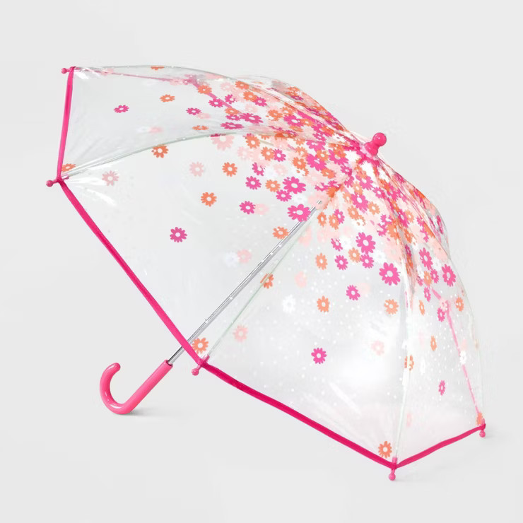 Kids' Floral Printed Stick Umbrella - Cat & Jack™ Clear | Target