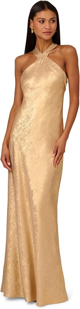 Adrianna Papell Women's Foiled Woven Halter Gown | Amazon (US)