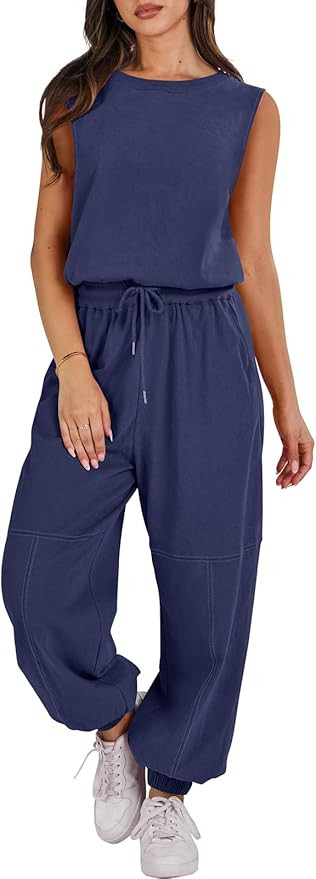 ANRABESS Jumpsuits for Women Casual Summer Sleeveless 2025 Romper One Piece Outfit Active Workout... | Amazon (US)