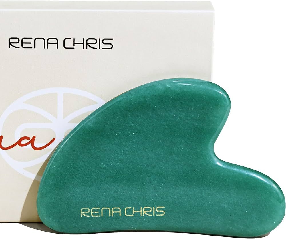 Rena Chris Gua Sha Facial Tools, Natural Jade Stone Guasha, Manual Massage Sticks for Jawline Scu... | Amazon (US)