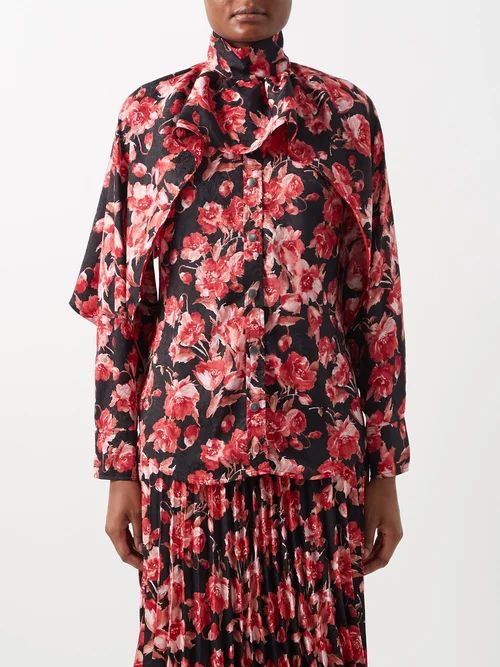 Thebe Magugu - Nightmare Floral-print Crepe Blouse - Womens - Red Multi | Matches (US)
