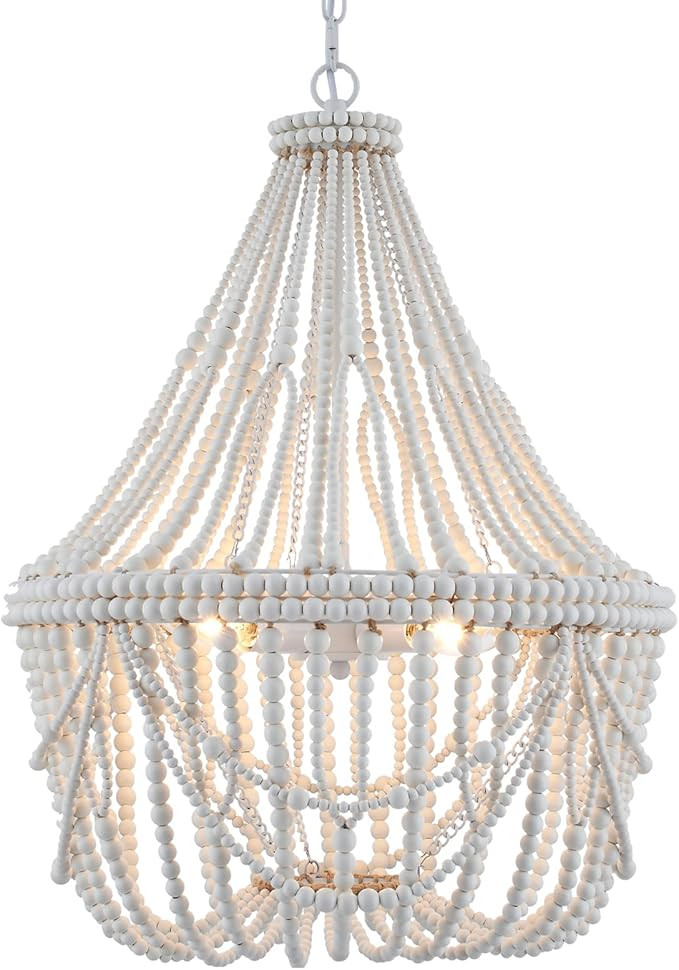 20” Bohemia Large Wood Beaded Chandelier Coastal French Country Chandelier Farmhouse Antique Pe... | Amazon (US)
