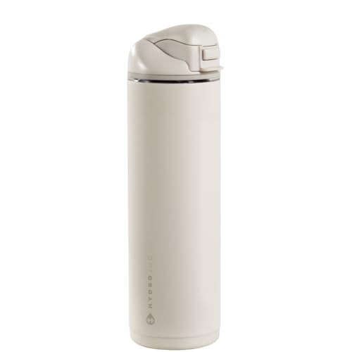 HydroJug Ease2o Water Bottle with Straw & Chug Lid, Stainless Steel, Vented Cap to Help Reduce Pressure, Water-Level Window, Cup Holder Friendly, Non-Slip Base – 24oz, Linen | Amazon (US)