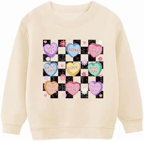 Girl Boy Valentine Sweatshirts Love Print Shirts Long Sleeve Kids Hearts Tops 2-12 Years | Amazon (US)