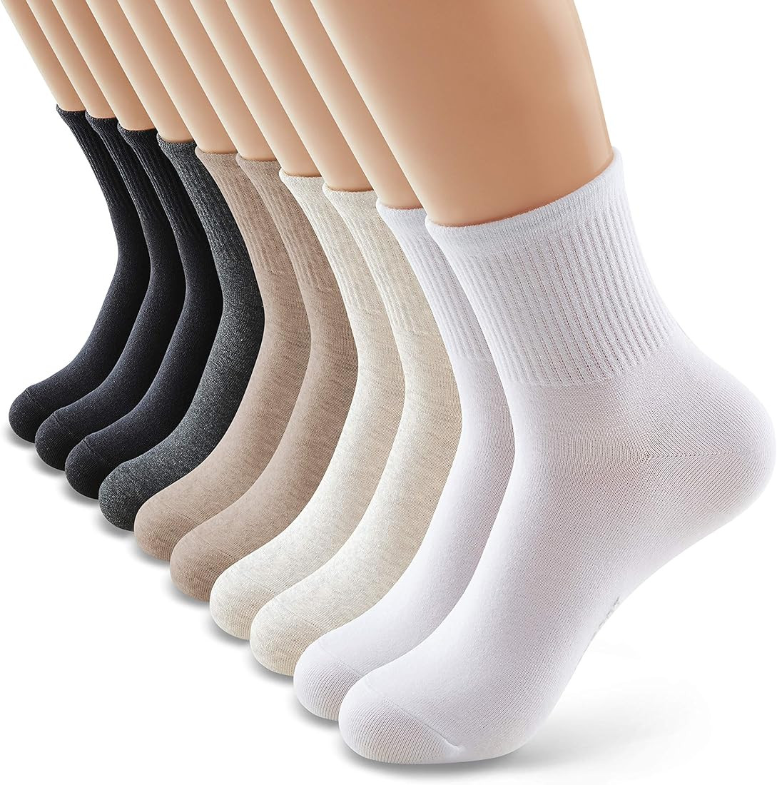 MONFOOT Women's 10-Pack Comfortable Casual Cotton Quarter Crew Socks | Amazon (US)