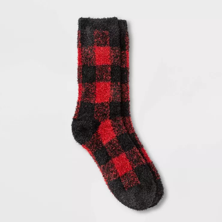Women's Buffalo Plaid Cozy Crew Socks - A New Day™ 4-10 | Target