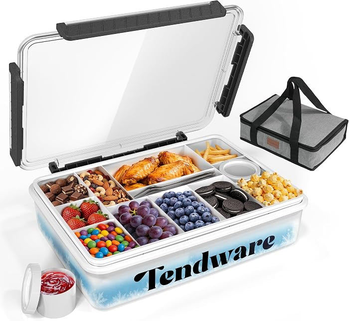 Chilled Snackle Box Container with Ice Pack, Divided Tray with Clear Lid & Bag, 8+Hrs Cooling, Be... | Amazon (US)