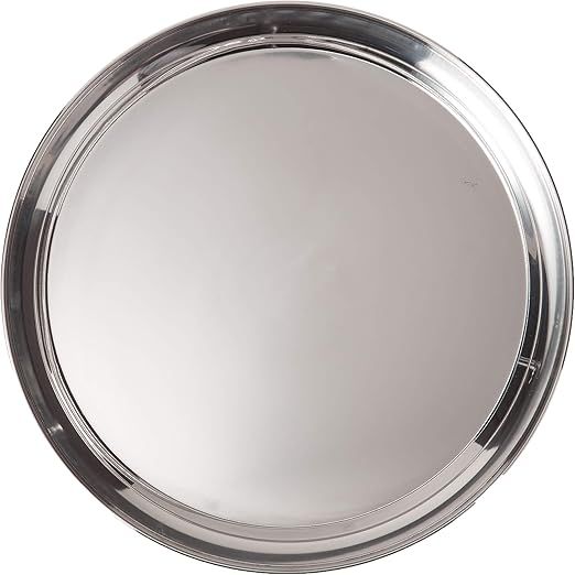 Libertyware 16 Inch Round Stainless Steel Serving Tray, Silver | Amazon (US)