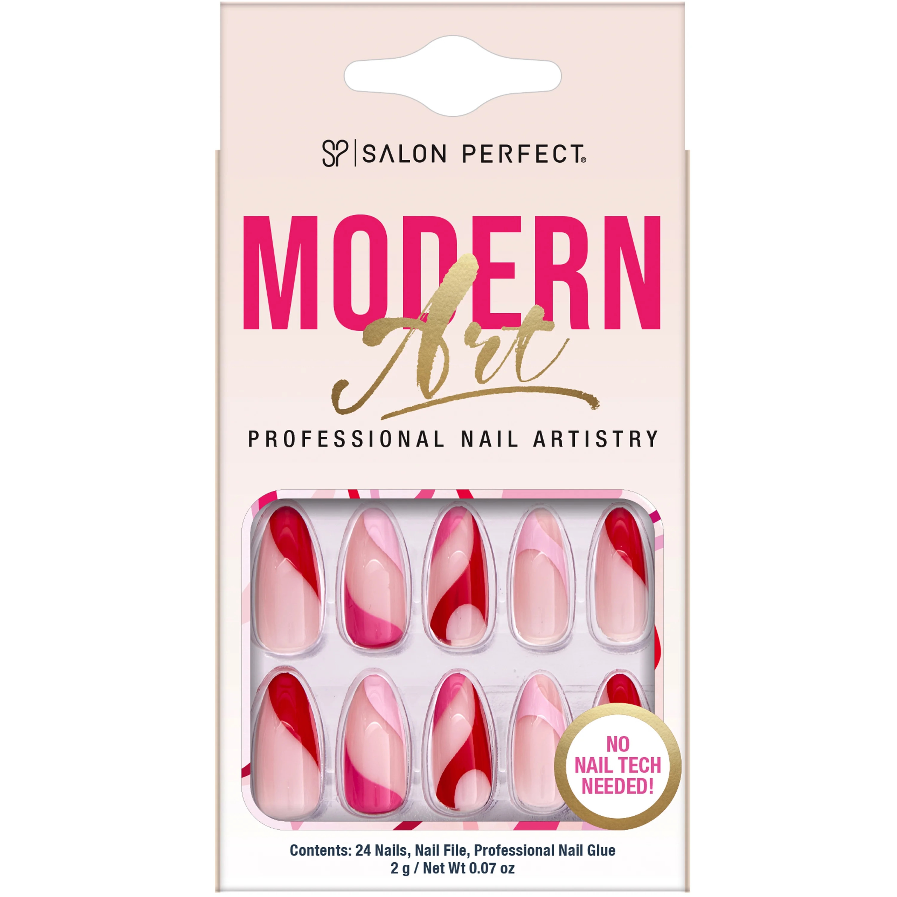 Salon Perfect Artificial Nails, 139 Modern Art Pink Swirl, File & Glue Included, 30 Nails - Walma... | Walmart (US)