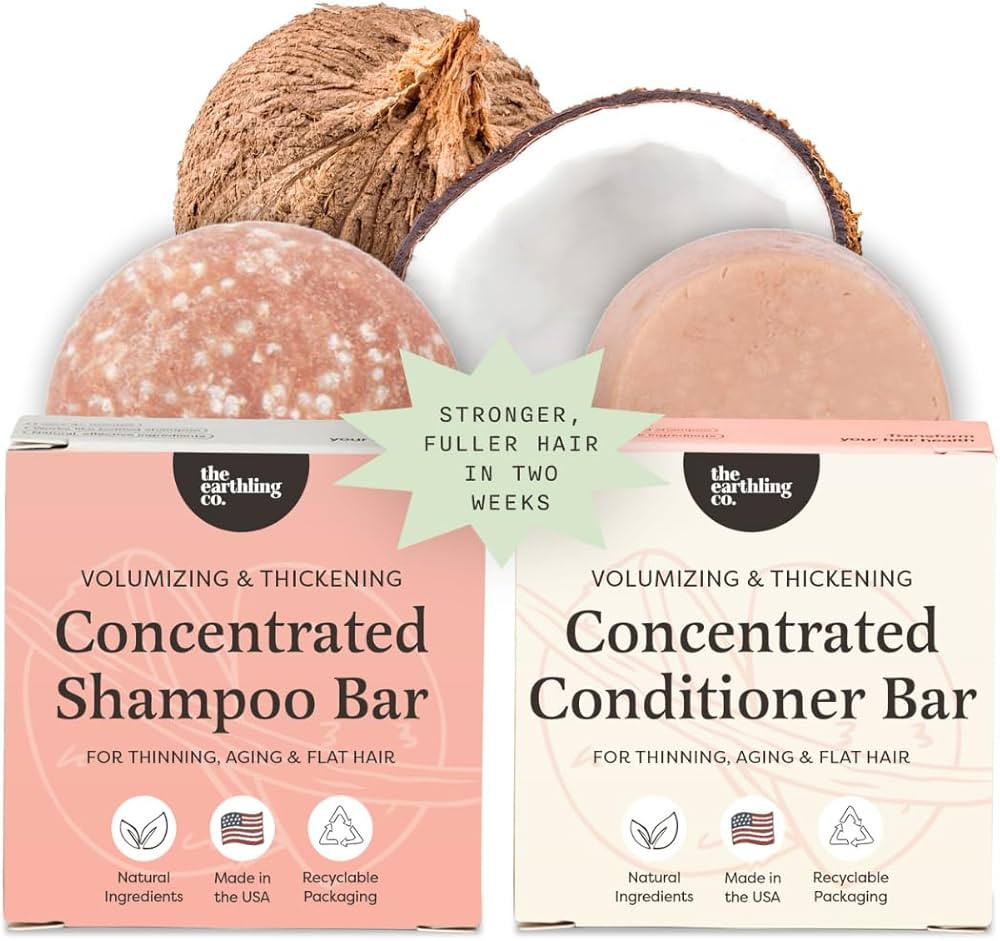 The Earthling Co. Volumizing Shampoo & Conditioner Bar Set For Thickening, Fullness, Strength, an... | Amazon (US)