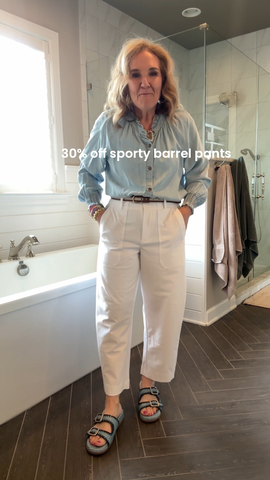 Athleta is 30% off. They are my go to for pants for a travel capsule. True to size. I wear an 8 petite. 
Depending on the look and feel you want here’s my recommendations. 
Trouser is a bit more elevated and classic 
Endless pant is simple flattering and comfortable 
Venice jogger is more sporty but looks great 
Skyline barrel is modern but comfy and chic. Come in plenty of darker colors 
Other @athleta faves linked too. 
Striped button down by since size medium 

#LTKTravel #LTKSaleAlert #LTKOver40