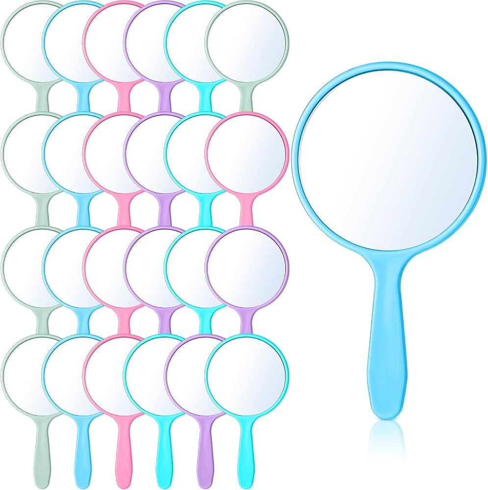 Jetec 25 Pcs Handheld Mirror with Handle, 3.94" L x 2.17" W, Small Portable Round Mirror Bulk for... | Amazon (US)