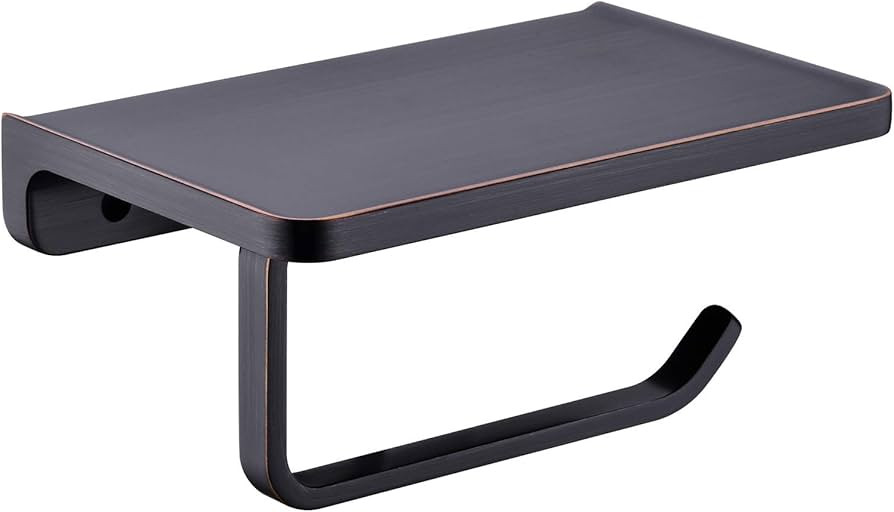 Toilet Paper Holder with Phone Shelf ORB Bathroom Wall Mounted Tissue Roll Dispenser Storage, Oil... | Amazon (US)