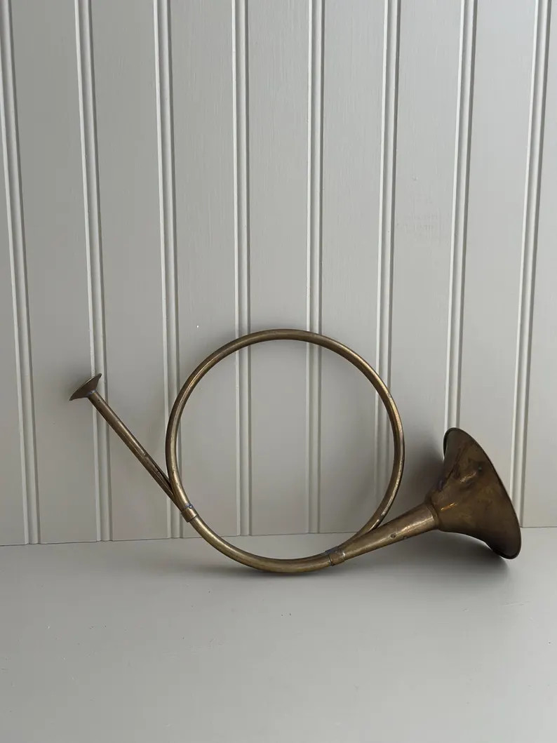 Antique Brass French Horn, Small Brass French Horn, Vintage Christmas Decor, Vintage Brass, Vinta... | Etsy (US)