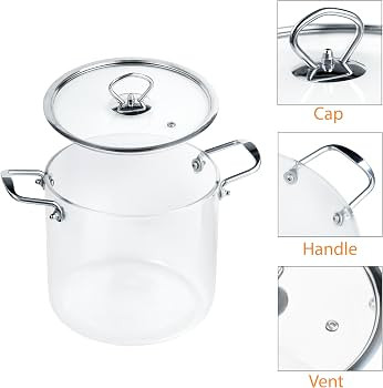 Glass Cooking Pot Sauce Pan with Lid Cover 5L / 5.3 Quartz Heat Resistant Simmer Pot for Stove Po... | Amazon (US)