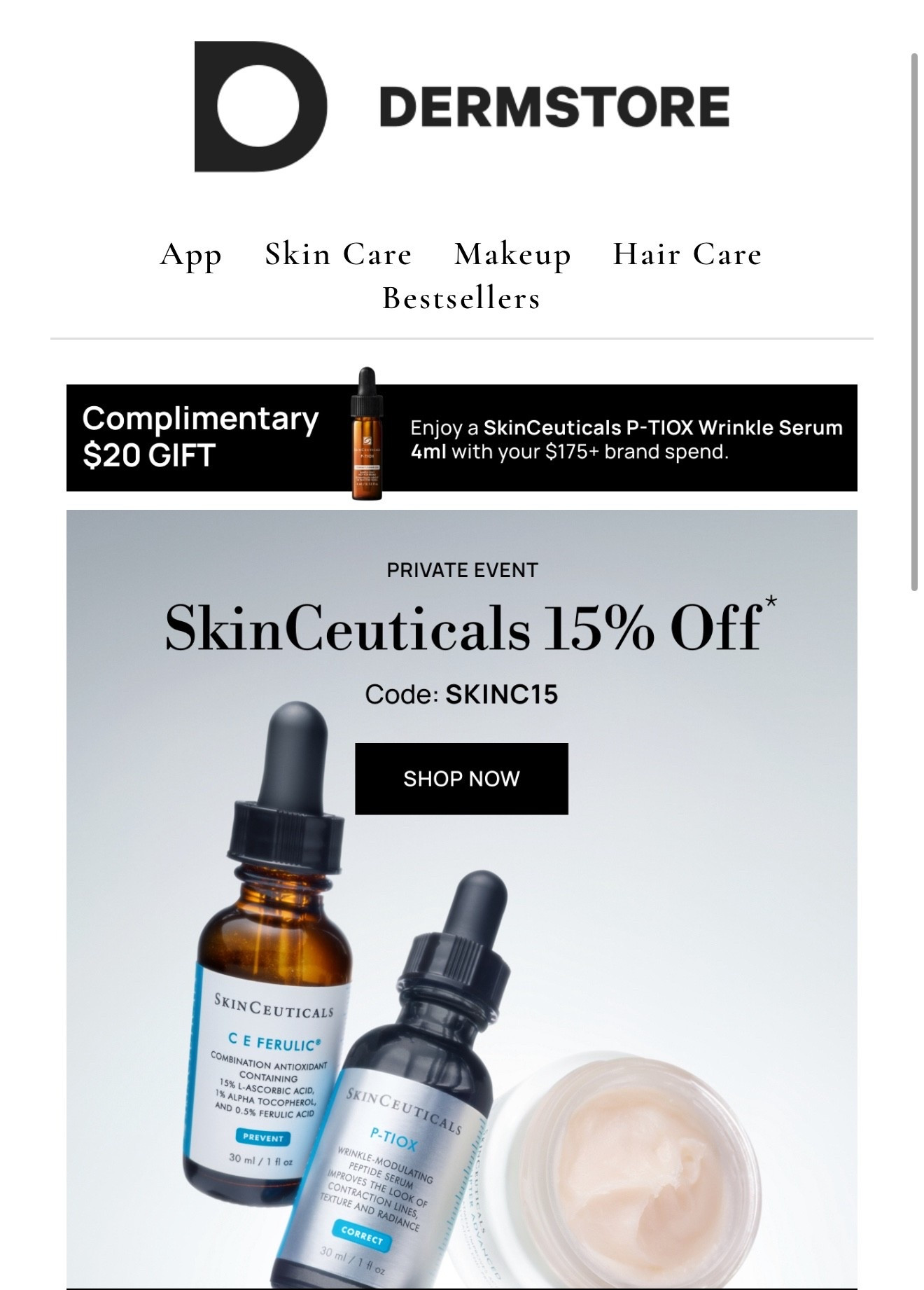 Code SKINC15 - my fav for normal to old skin 