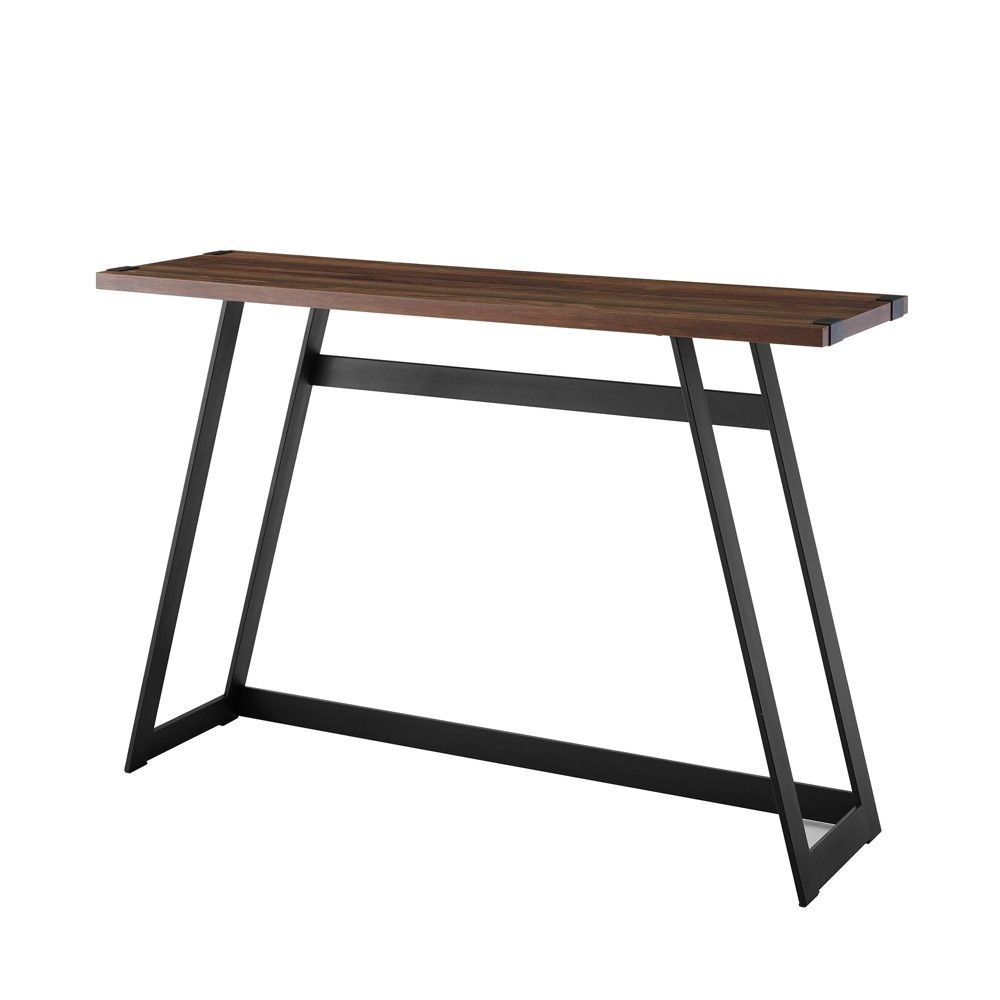 Urban Industrial Entry Table with Wood and Metal Dark Walnut - Saracina Home | Target