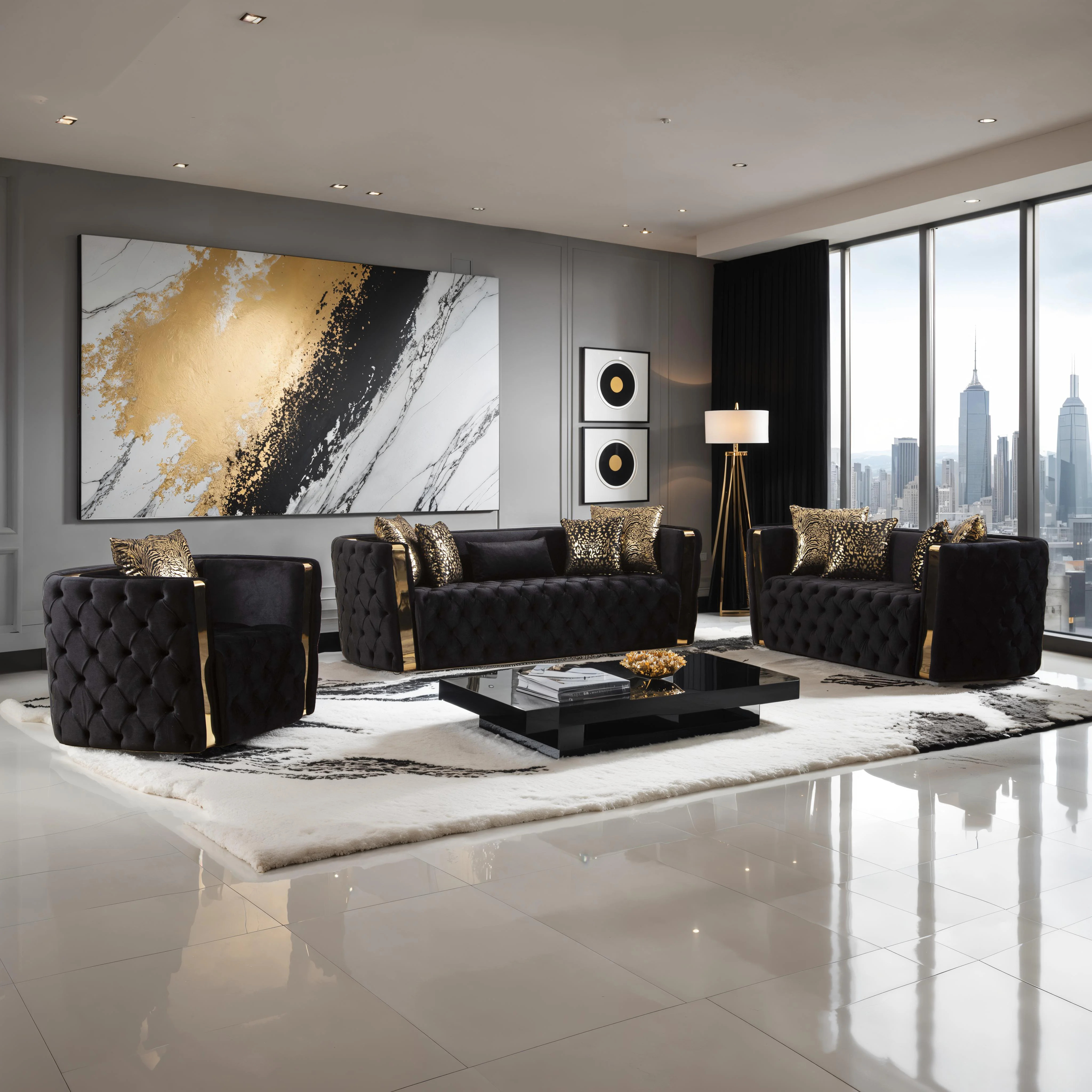 Doruk 3 - Piece Velvet Living Room Set | Wayfair North America