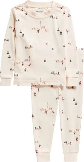 Pond Skating Print Fitted Organic Cotton Two-Piece Pajamas | Nordstrom