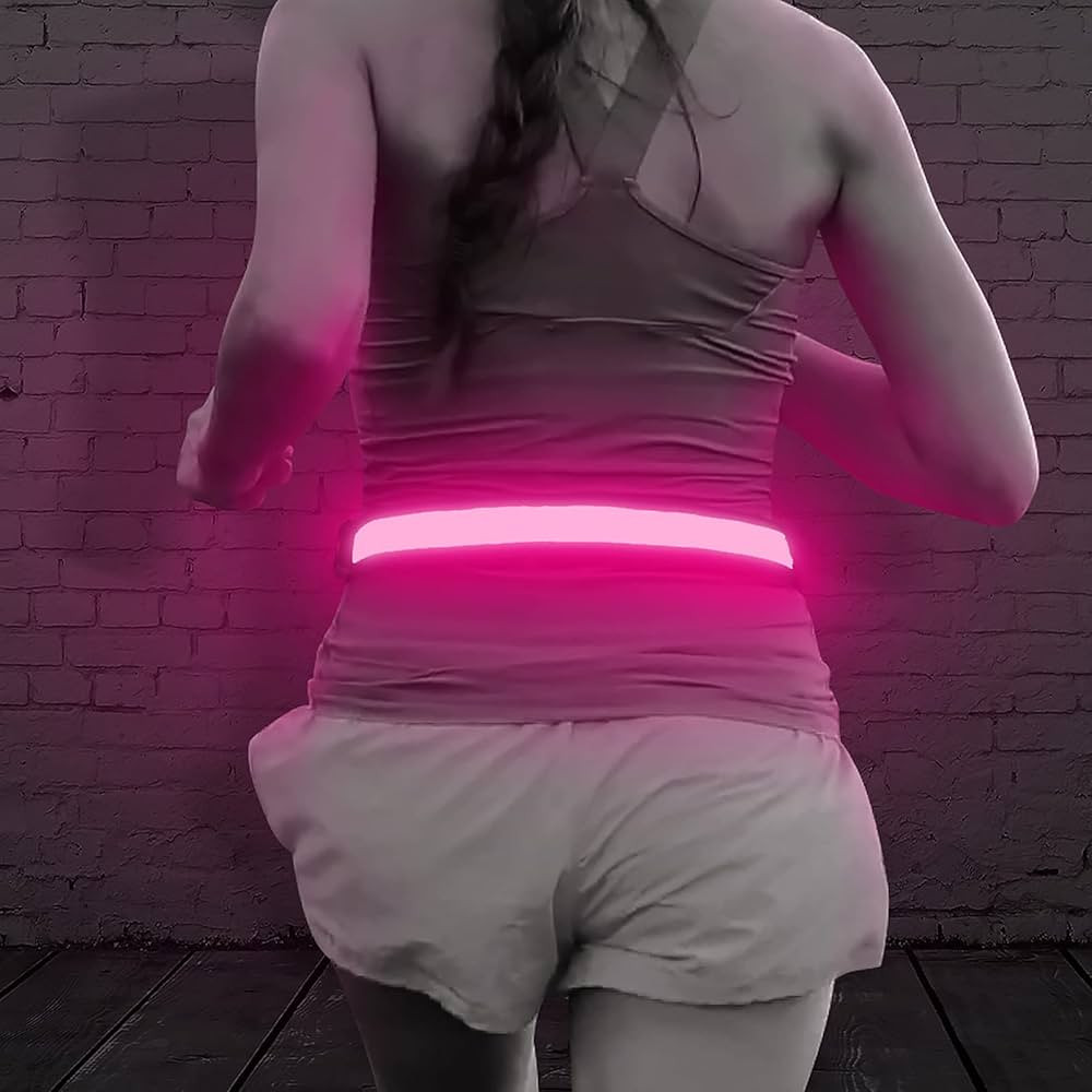 Elastic LED Running Belt - USB Rechargeable LED Waistband, High Visibility Waist Safety Light for... | Amazon (US)