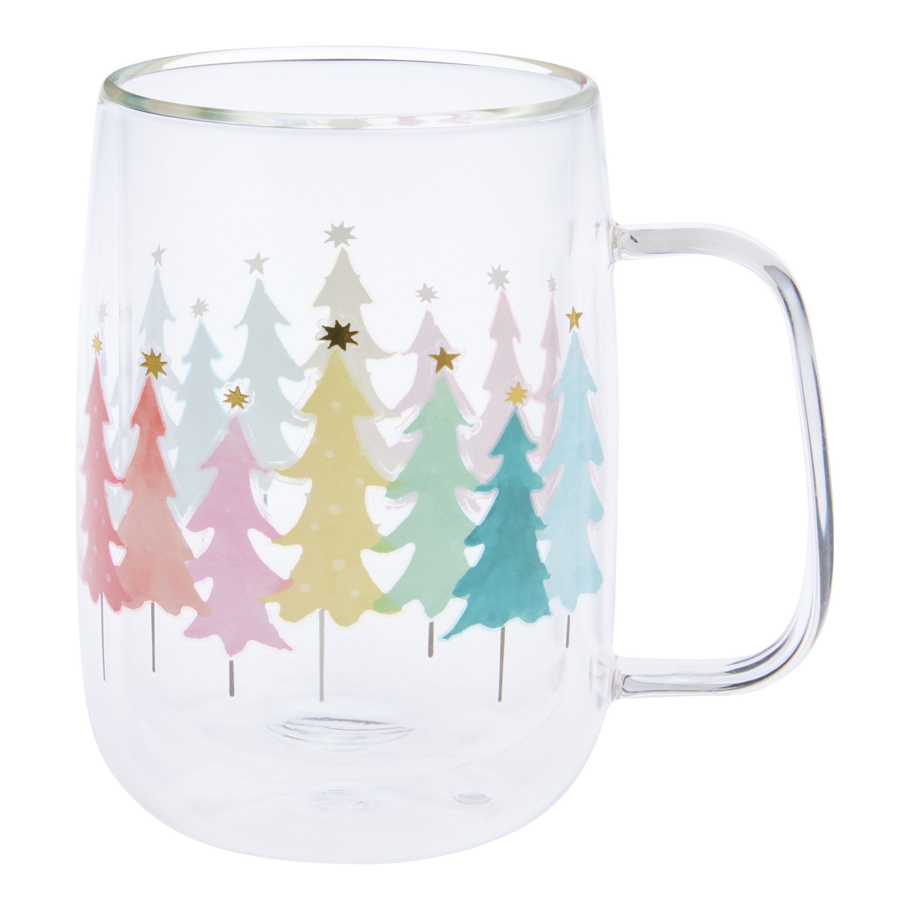 Multicolor Rainbow Holiday Tree Glass Mug | World Market