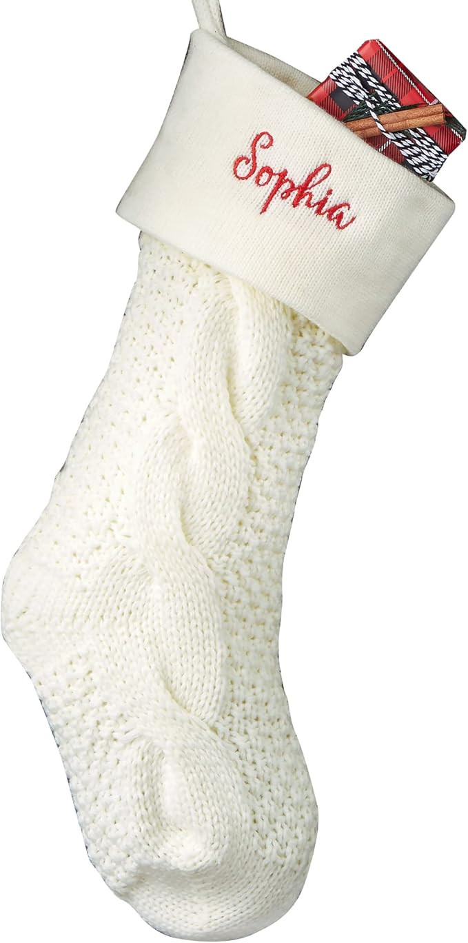 Personalization Universe Cozy Cable Knit Personalized Christmas Stocking - 21" Stocking with Cust... | Amazon (US)