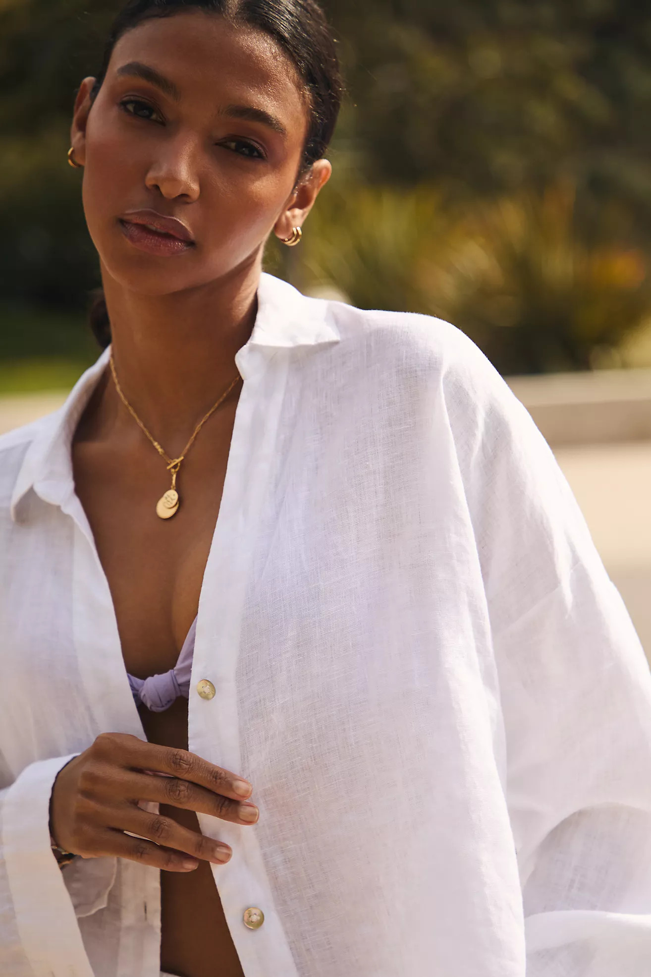 LSPACE Rio Linen Buttondown Tunic Top | Anthropologie (US)