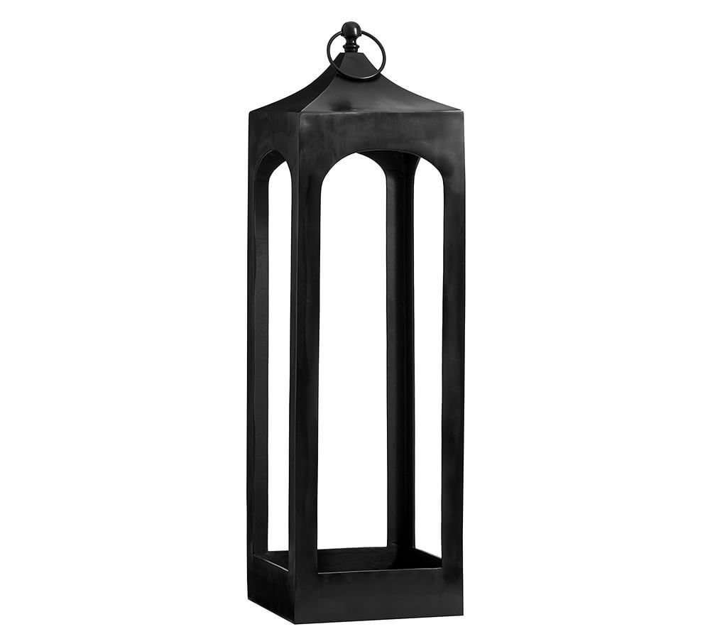 Caleb Handcrafted Metal Indoor/Outdoor Lantern, Black, Small - 21.5&amp;quot; | Pottery Barn (US)