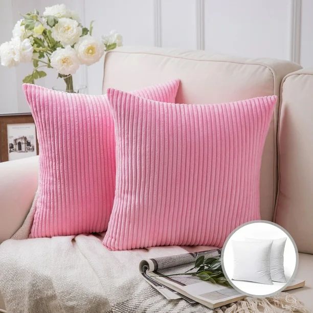 Phantoscope 18" x 18" Modern, Contemporary, Transitional Pink Striped Polyester Throw Pillow , ( ... | Walmart (US)