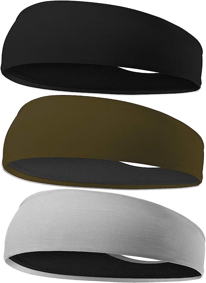 EasYoung Sport Headbands for Men, 3 Pack Mens Elastic Moisture Wicking & Workout Headband, Non Sl... | Amazon (US)