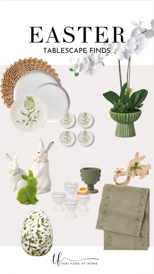 A soft green and neutral Easter tablescape layered with natural textures, subtle patterns, and classic bunny accents for a look that feels fresh, timeless, and effortlessly elevated; easter tablescape, easter table decor, spring tablescape, green and neutral decor, sage green table decor, floral plates, botanical dinnerware, mix and match plates, woven placemats, linen napkins, textured table decor, bunny decor, easter centerpiece, spring florals, orchid decor, brunch table ideas, hosting essentials, entertaining at home, layered table setting, modern easter decor

#LTKSeasonal #LTKHome