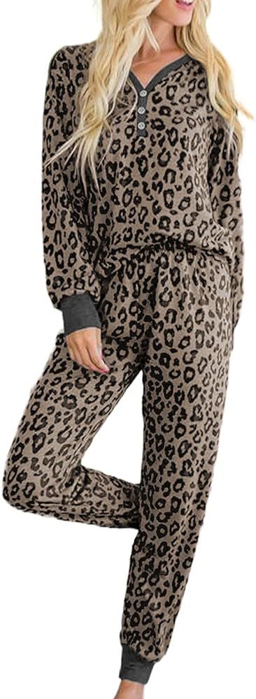 Zecilbo Women's Tie Dye Printed Pajamas Set Long Sleeve Tops and Jogger Pants PJ Set Nightwear Sl... | Amazon (US)