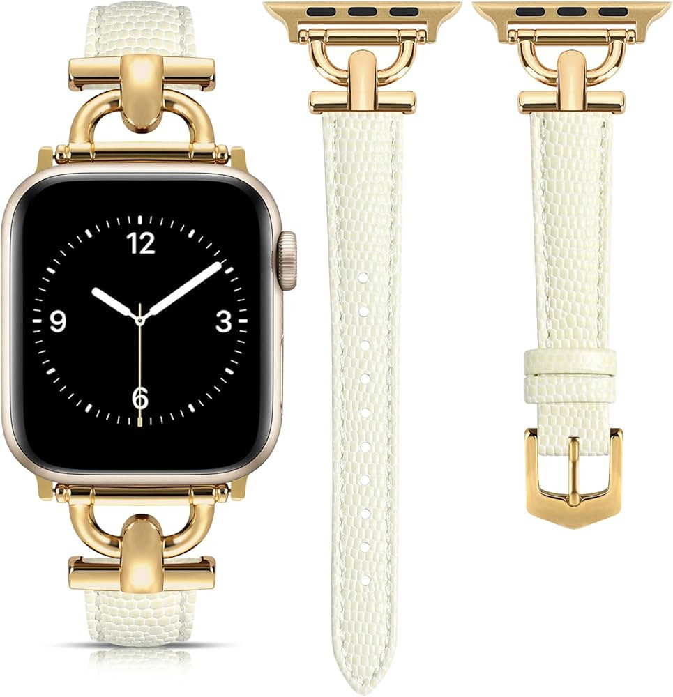 Leather Band Compatible with Apple Watch Bands for Women, Dressy Fancy Strap for iWatch Series 10... | Amazon (US)