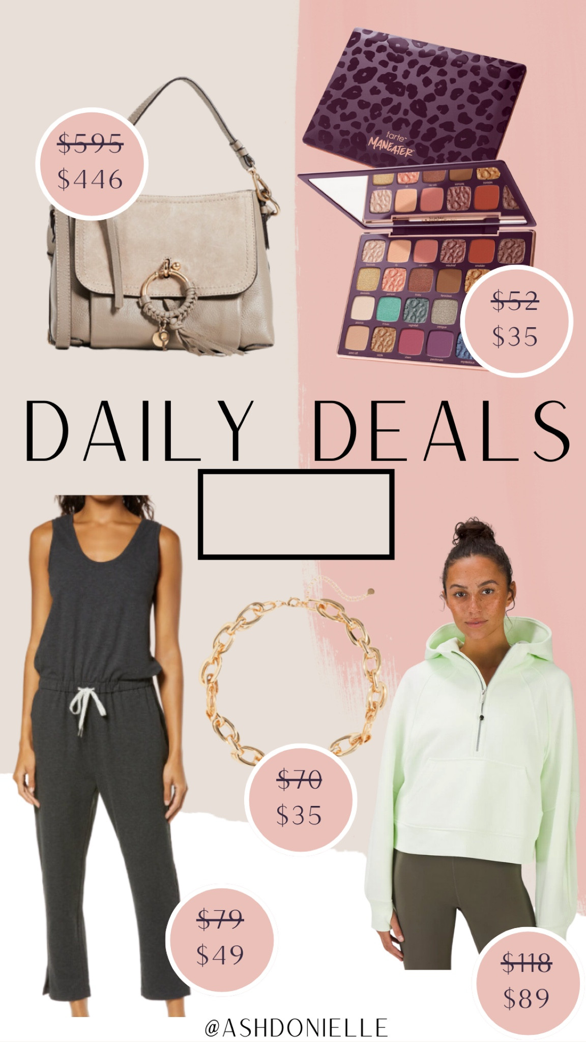 Daily deals - daily discounts - lululemon on sale - spring fashion - loungewear - designer bag on sale - tarte sale - chunky gold chain on sale - trendy fashion - sales 

#LTKsalealert #LTKstyletip #LTKSeasonal